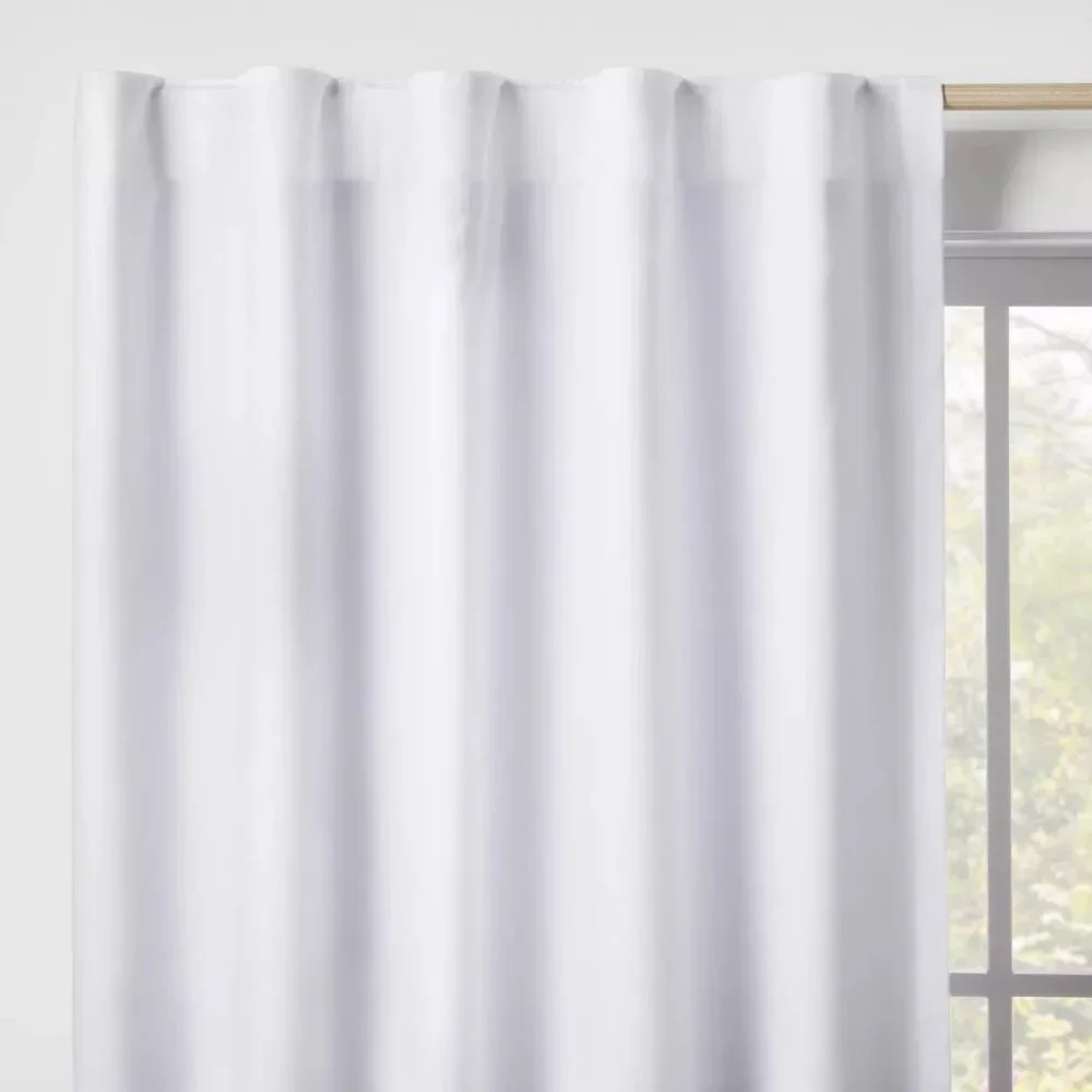 Pillowfort Solid White Twill Single Blackout & Lined Curtain Panel 42